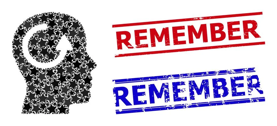 Remember Star Mosaic and Remember Distress Rubber Stamps Ilustración de archivo