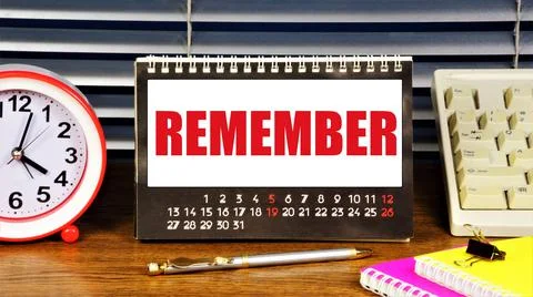 Remember. Text label in the planning calendar. Stock Photos