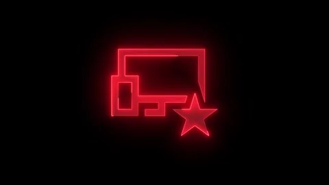 Remembered device star icon glowing neon red color animation black background Stock Footage 274951133