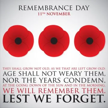 Remembrance Day card in vector format. Stock Illustration