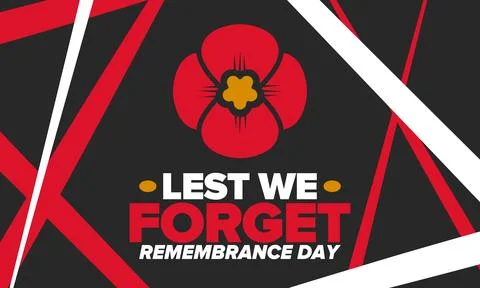 Remembrance Day. Lest we Forget. Remembrance poppy. Poppy day. Vector Stock-Illustration