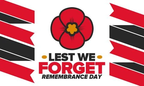Remembrance Day. Lest we Forget. Remembrance poppy. Poppy day. Vector Stock Illustration