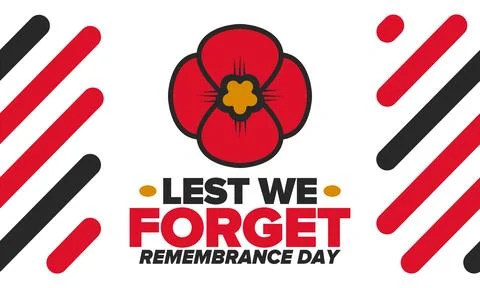 Remembrance Day. Lest we Forget. Remembrance poppy. Poppy day. Vector 스톡 일러스트