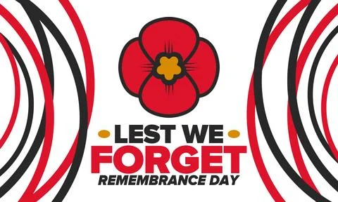 Remembrance Day. Lest we Forget. Remembrance poppy. Poppy day. Vector Illustrazione stock