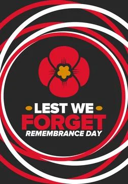 Remembrance Day. Lest we Forget. Remembrance poppy. Poppy day. Vector Stock-Illustration