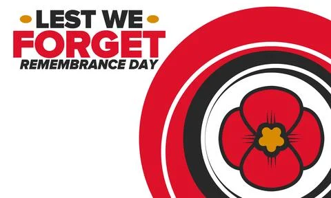 Remembrance Day. Lest we Forget. Remembrance poppy. Poppy day. Vector Illustrazione stock