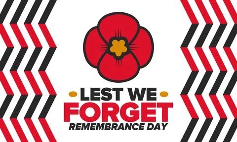 Remembrance Day. Lest we Forget. Remembrance poppy. Poppy day. Vector Stock Illustration