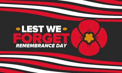 Remembrance Day. Lest we Forget. Remembrance poppy. Poppy day. Vector Stock Illustration