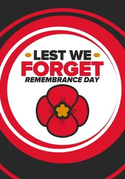 Remembrance Day. Lest we Forget. Remembrance poppy. Poppy day. Vector Stockillustratie