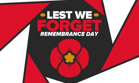 Remembrance Day. Lest we Forget. Remembrance poppy. Poppy day. Vector Illustrazione stock
