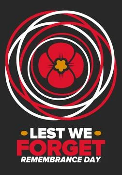 Remembrance Day. Lest we Forget. Remembrance poppy. Poppy day. Vector Stock Illustration