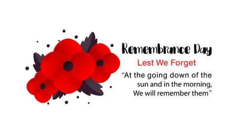 Remembrance Day vector banner. Lest We forget poster. Illustrazione stock
