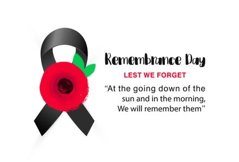 Remembrance Day vector banner. Lest We forget. Hand drawn Red Poppy flower Stock Illustration
