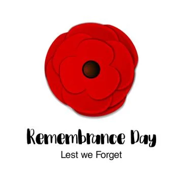 Remembrance Day vector card. Anzac Day. Paper cut Red Poppy flow Stock Illustration