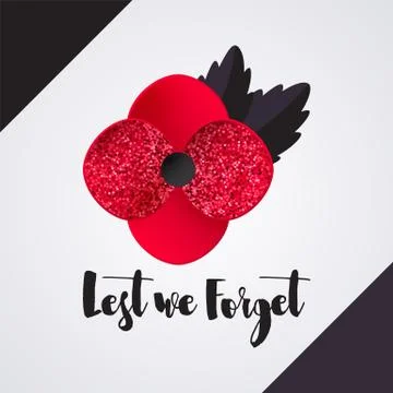 Remembrance Day vector card. Lest We forget message. Stock Illustration