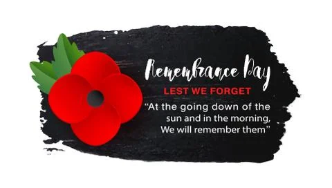 Remembrance Day vector poster on a hand drawn ink background. Lest We forget. Stock Illustration