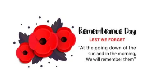 Remembrance Day vector poster. Lest We forget. Paper cut Red Poppy flower 库存插图