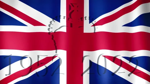 Remembrance Memorial Queen Crown Banner United Kingdom Flag  wind Background Stock Footage 208932034