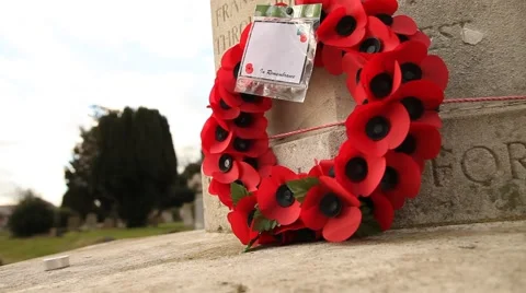 Remembrance wreath of poppies Stock Footage 47280528