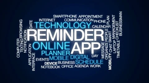 Reminder app animated word cloud, text design animation. Stock Footage