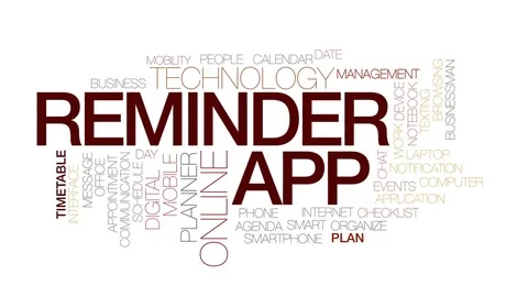 Reminder app animated word cloud, text design animation. Kinetic typography. Stock Footage 80820211
