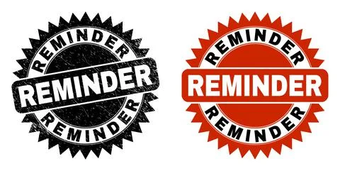 REMINDER Black Rosette Stamp with Unclean Texture Stock Illustration