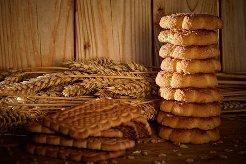 A reminder that bread products can be obtained from wheat, hard work Stock Photos