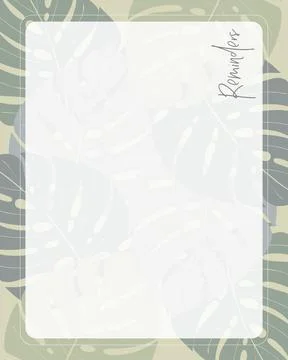 Reminder collage scrapbooking notes to do list planner, frame monstera. Vintage Illustration