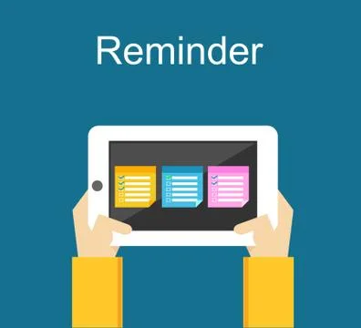 Reminder concept. Reminder application on mobile phone. Stock Illustration