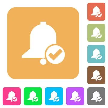 Reminder done rounded square flat icons Stock Illustration
