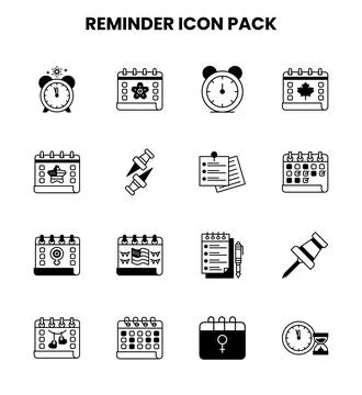 Reminder DuoTone Vector Icons Pack Stock Illustration