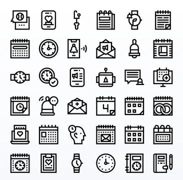 Reminder Essential Vector Set including 36 Detail Enhanced Bold Line 64x64 .. Stock Illustration