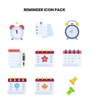 Reminder Flat Bundle Icons Pack Illustrazione stock