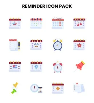 Reminder Flat Graphics Icons Pack Stock Illustration