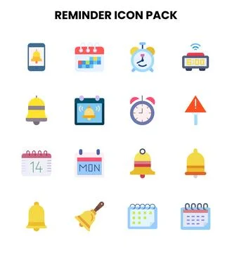 Reminder Flat Icons Pack Stock Illustration