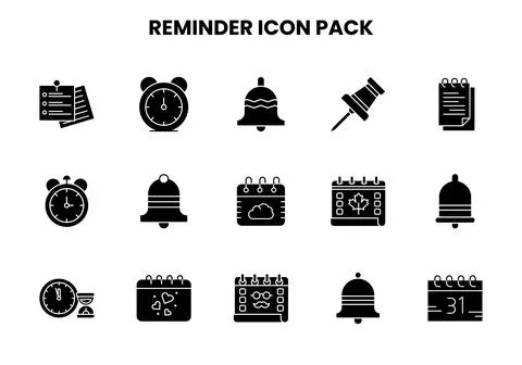 Reminder Glyph Bundle Icons Pack 库存插图