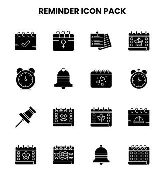Reminder Glyph Icons Pack 库存插图