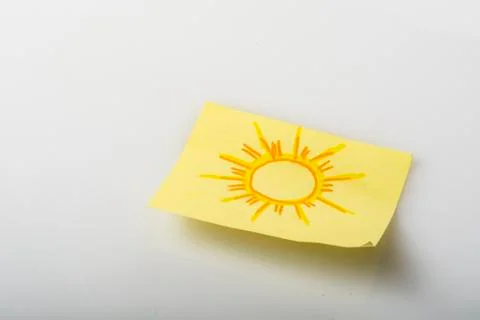 Reminder leafletwith drawn SUN Stock Photos