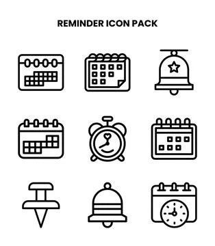 Reminder Line Bundle Icons Pack Illustrazione stock