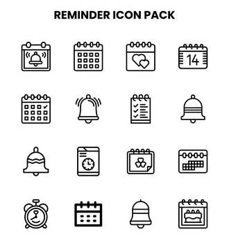 Reminder Line Icons Pack Stock Illustration