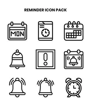 Reminder Line Scalable Icons Pack Stock Illustration