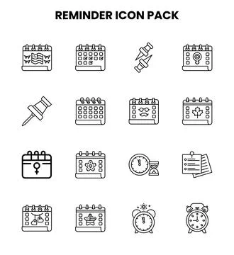 Reminder Line UI Icons Pack 스톡 일러스트