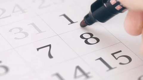 Reminder mark on the eighth 8 day of a month Stock Footage 115937484