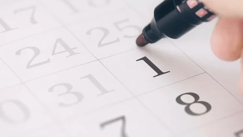 Reminder mark on the first 1 day of a month Stock Footage 115938230