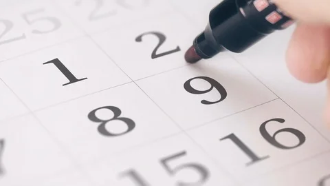 Reminder mark on the nineth 9 day of a month Stock Footage 115937387