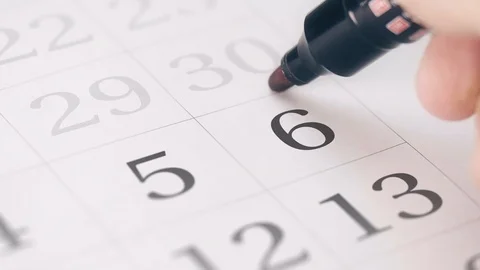 Reminder mark on the sixth 6 day of a month Video stock 115937674
