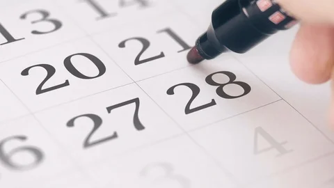 Reminder mark on the twenty-eighth 28 day of a month Stock Footage 115935110