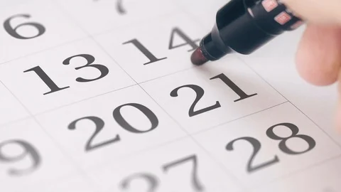 Reminder mark on the twenty-first 21 day of a month Stock Footage 115936078
