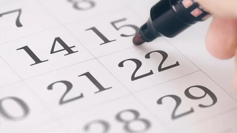 Reminder mark on the twenty-second 22 day of a month Stock Footage 115935951