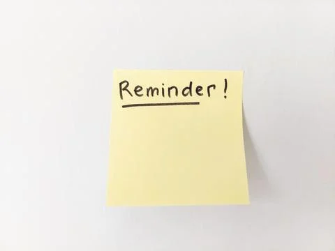 Reminder Message on Sticky Note with Copy Space Stock Photos